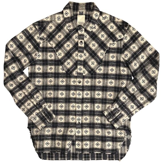 YSTRDY's TMRRW Shirt Mens Medium Plaid Western Pearl Snap Japan Aztec - Picture 1 of 10